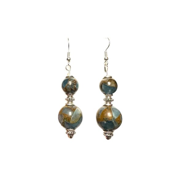 Hand Crafted Jewelry - Golden Aqua Quartz Dangle Earrings 925 Sterling Silver Hooks